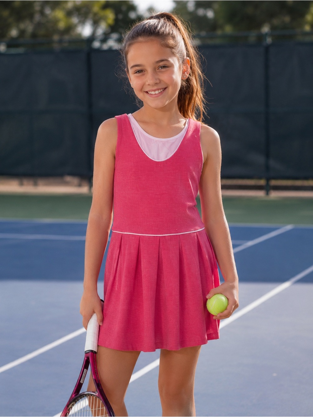 NWT Bonnie Jean Barbie Tennis Dress Pink Sleeveless Kids Dress Size L